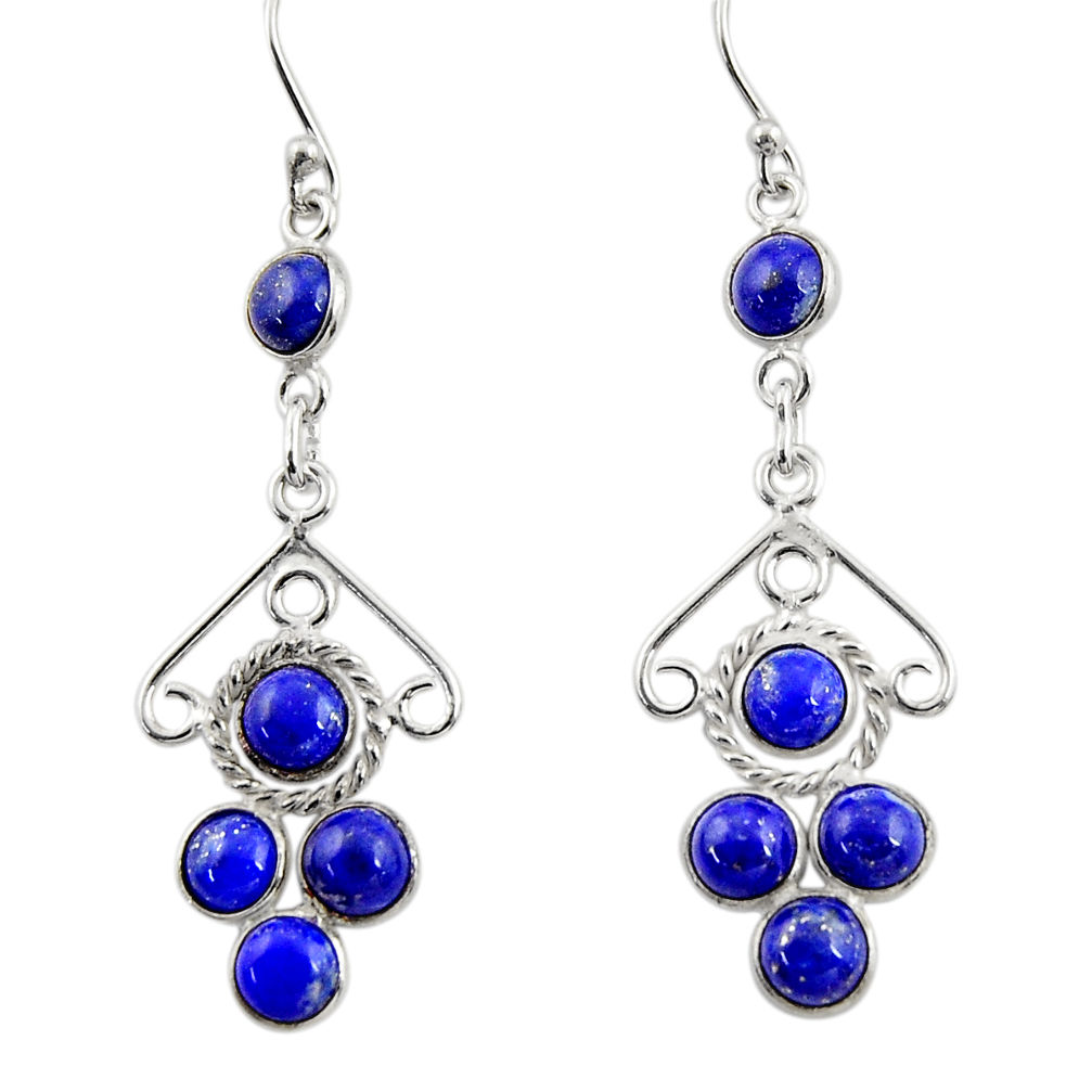 7.25cts natural blue lapis lazuli 925 sterling silver dangle earrings r33434