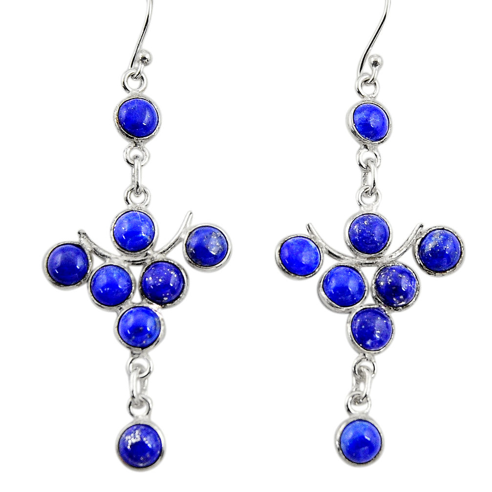 12.39cts natural blue lapis lazuli 925 sterling silver dangle earrings r33579