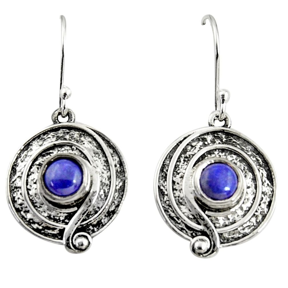 2.53cts natural blue lapis lazuli 925 sterling silver dangle earrings r35153