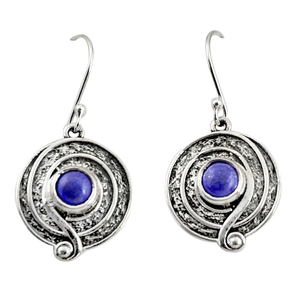 2.54cts natural blue lapis lazuli 925 sterling silver dangle earrings r35155