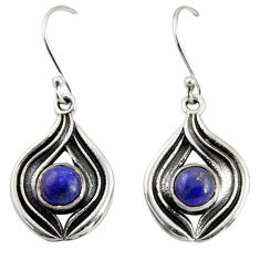 Clearance Sale- 2.65cts natural blue lapis lazuli 925 sterling silver dangle earrings r35168