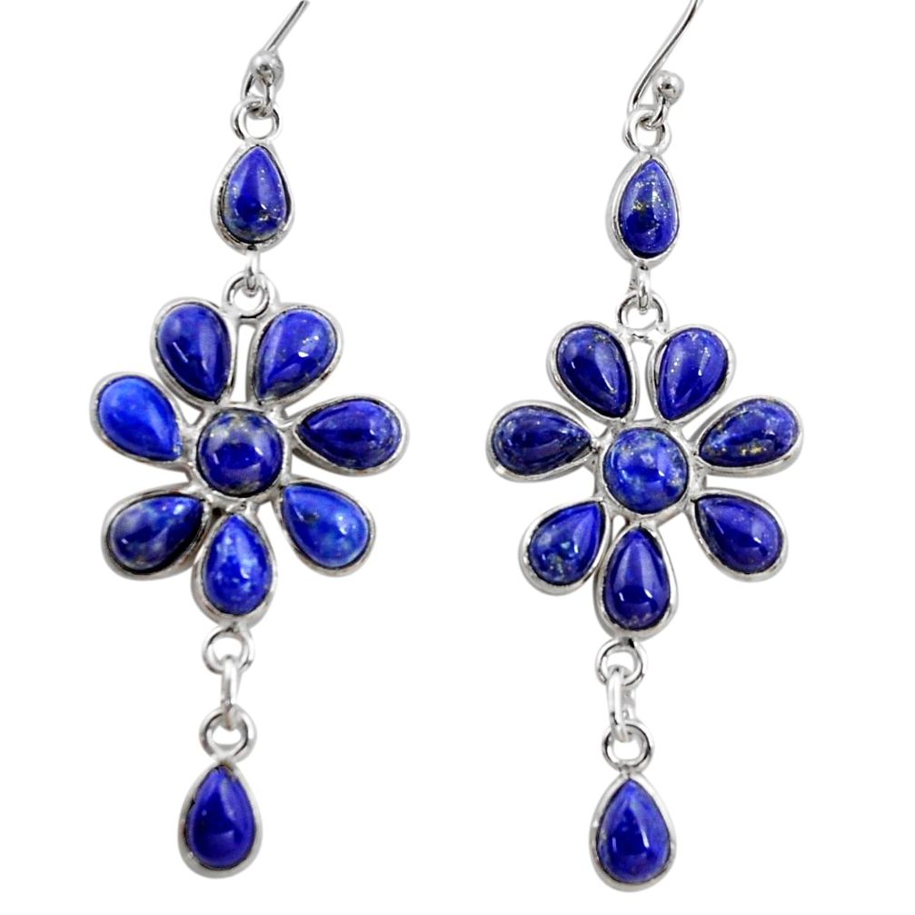 14.56cts natural blue lapis lazuli 925 sterling silver dangle earrings r37474