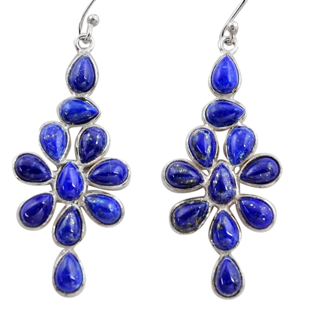 14.59cts natural blue lapis lazuli 925 sterling silver dangle earrings r37509