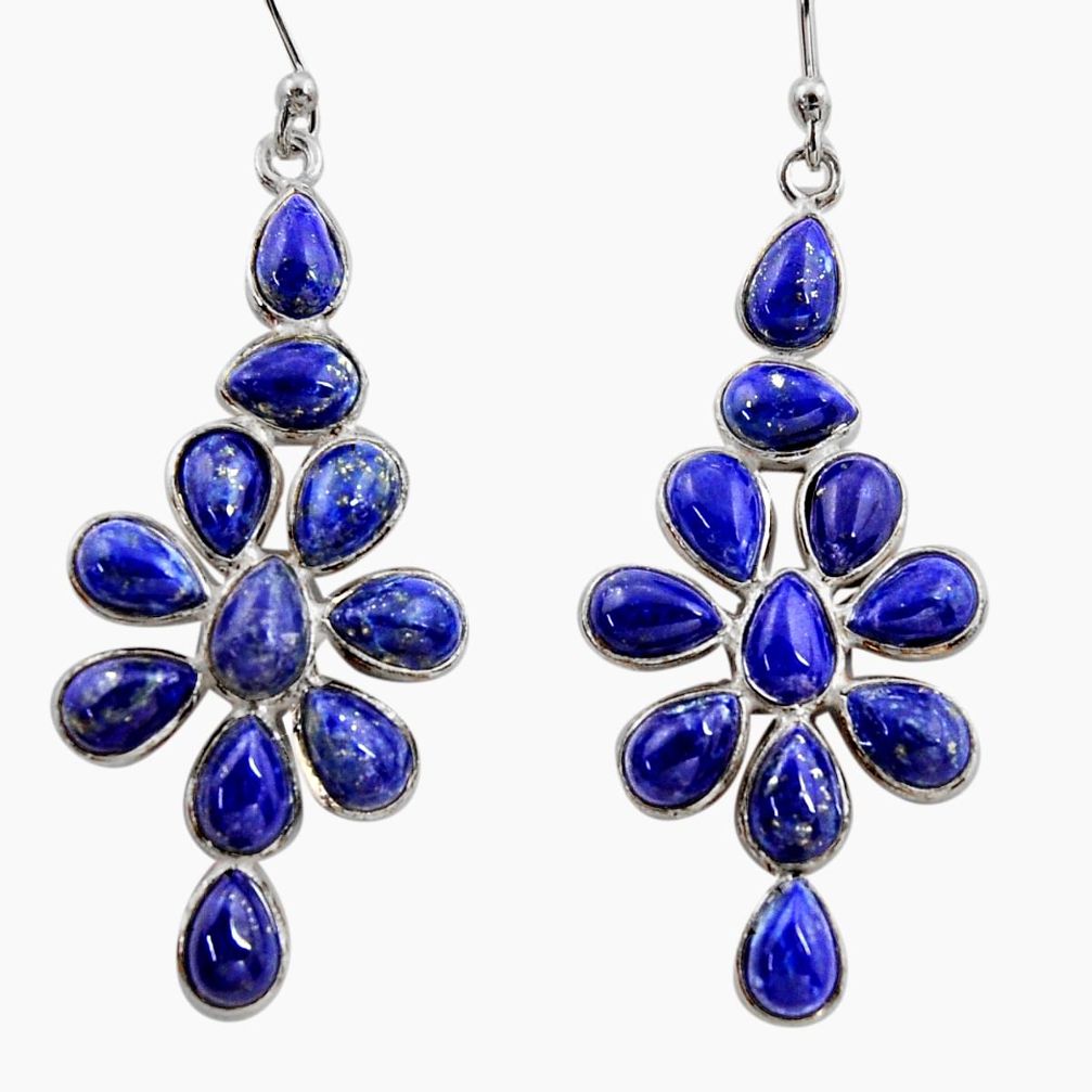 14.59cts natural blue lapis lazuli 925 sterling silver dangle earrings r37511