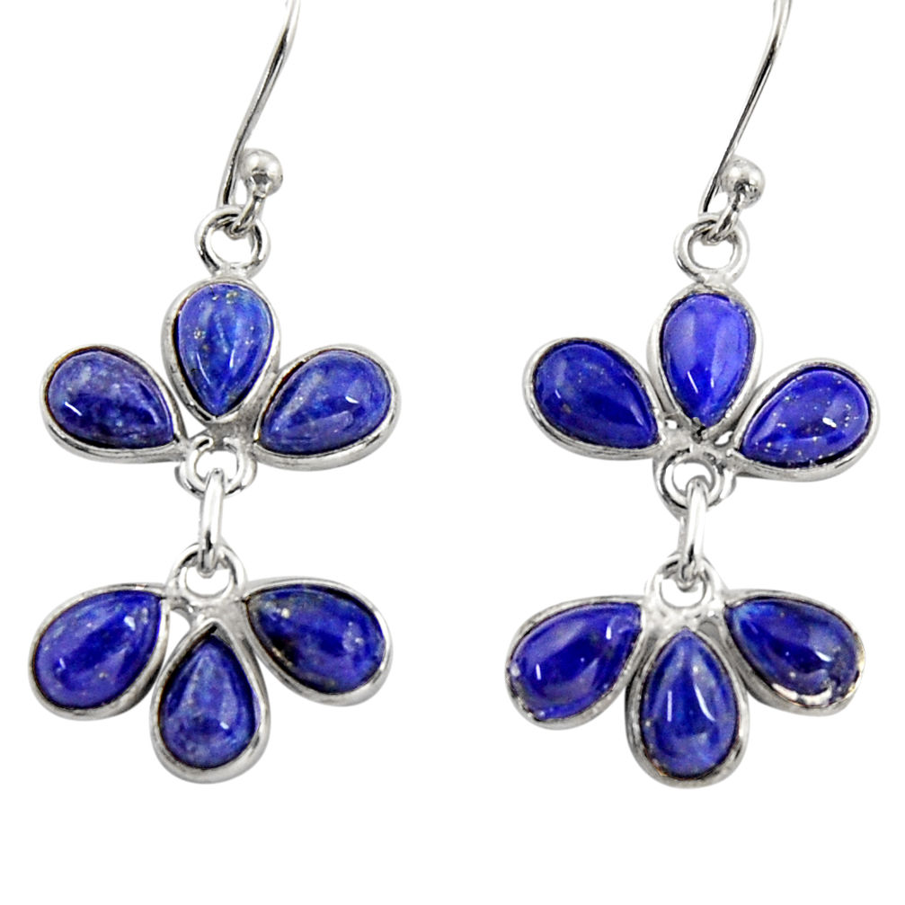 10.06cts natural blue lapis lazuli 925 sterling silver dangle earrings r37572
