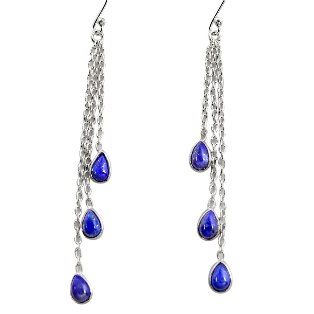 5.20cts natural blue lapis lazuli 925 sterling silver dangle earrings r37587