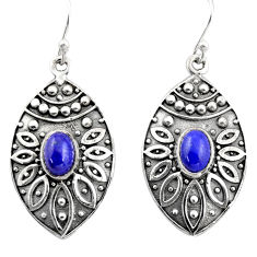 Clearance Sale- 3.24cts natural blue lapis lazuli 925 sterling silver dangle earrings r38054