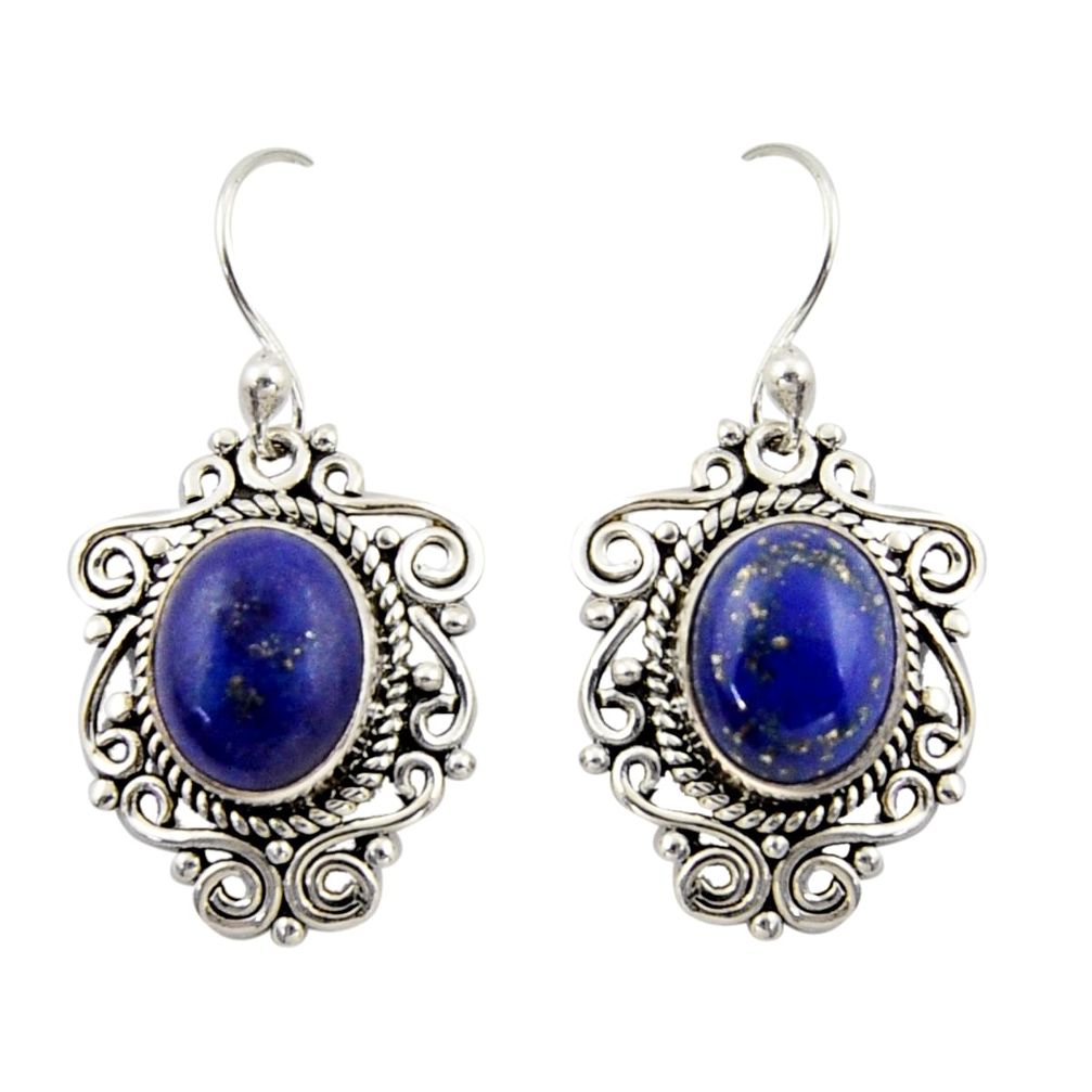 8.44cts natural blue lapis lazuli 925 sterling silver dangle earrings r42344