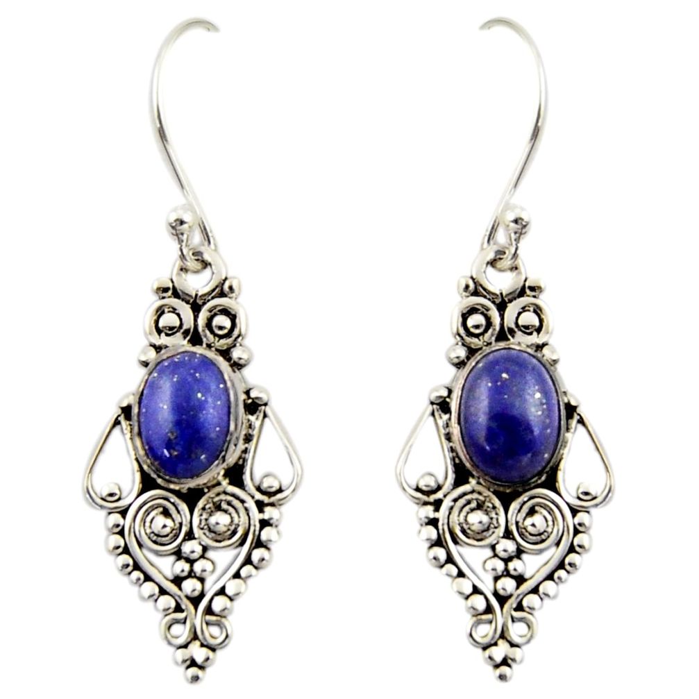 4.40cts natural blue lapis lazuli 925 sterling silver dangle earrings r42410