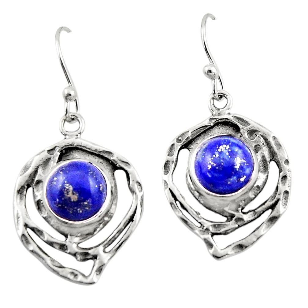 6.53cts natural blue lapis lazuli 925 sterling silver dangle earrings r42864