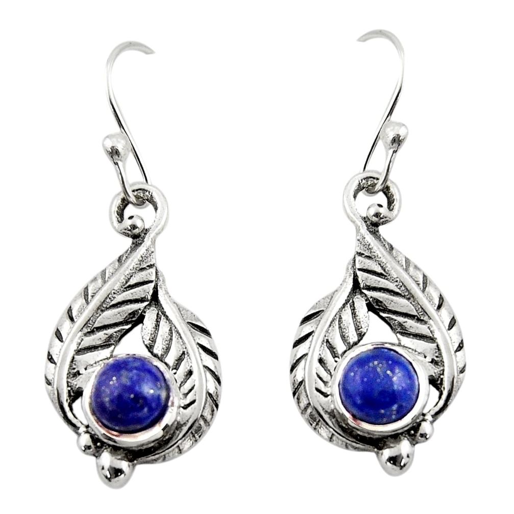 2.03cts natural blue lapis lazuli 925 sterling silver dangle earrings r42905