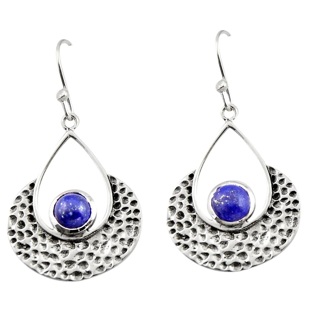 1.94cts natural blue lapis lazuli 925 sterling silver dangle earrings r42925
