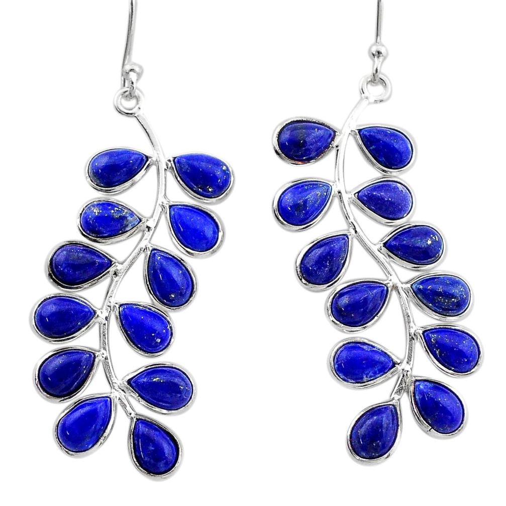 17.08cts natural blue lapis lazuli 925 sterling silver dangle earrings t1772