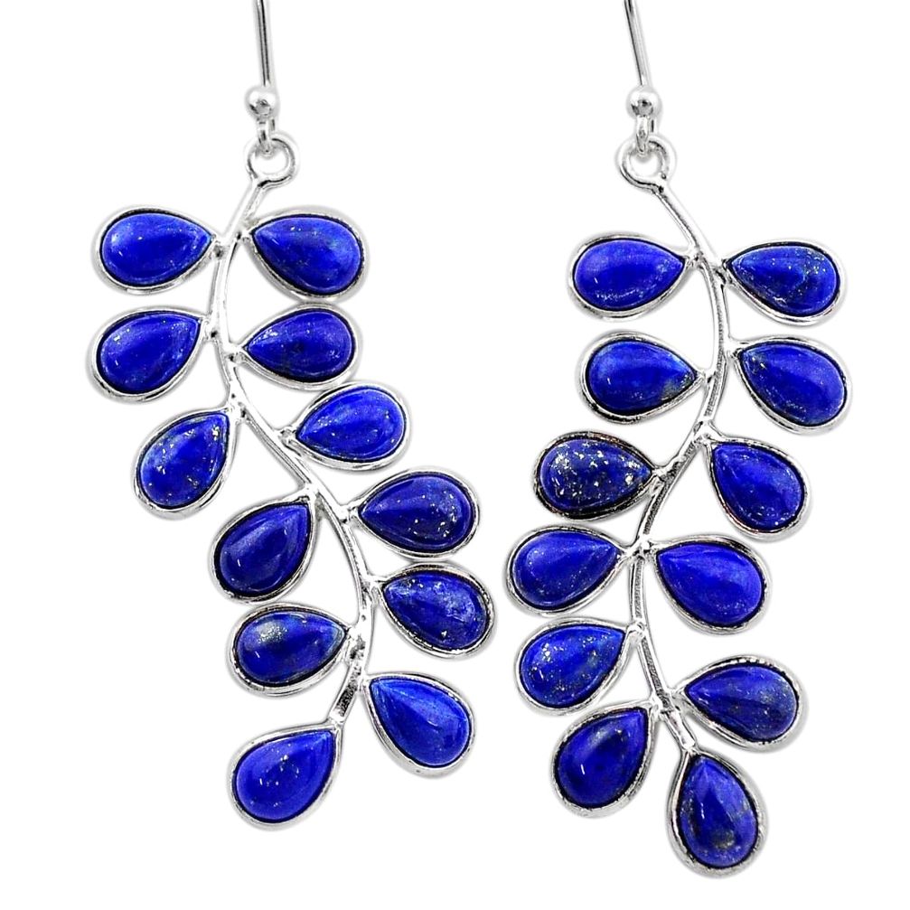 16.94cts natural blue lapis lazuli 925 sterling silver dangle earrings t1774