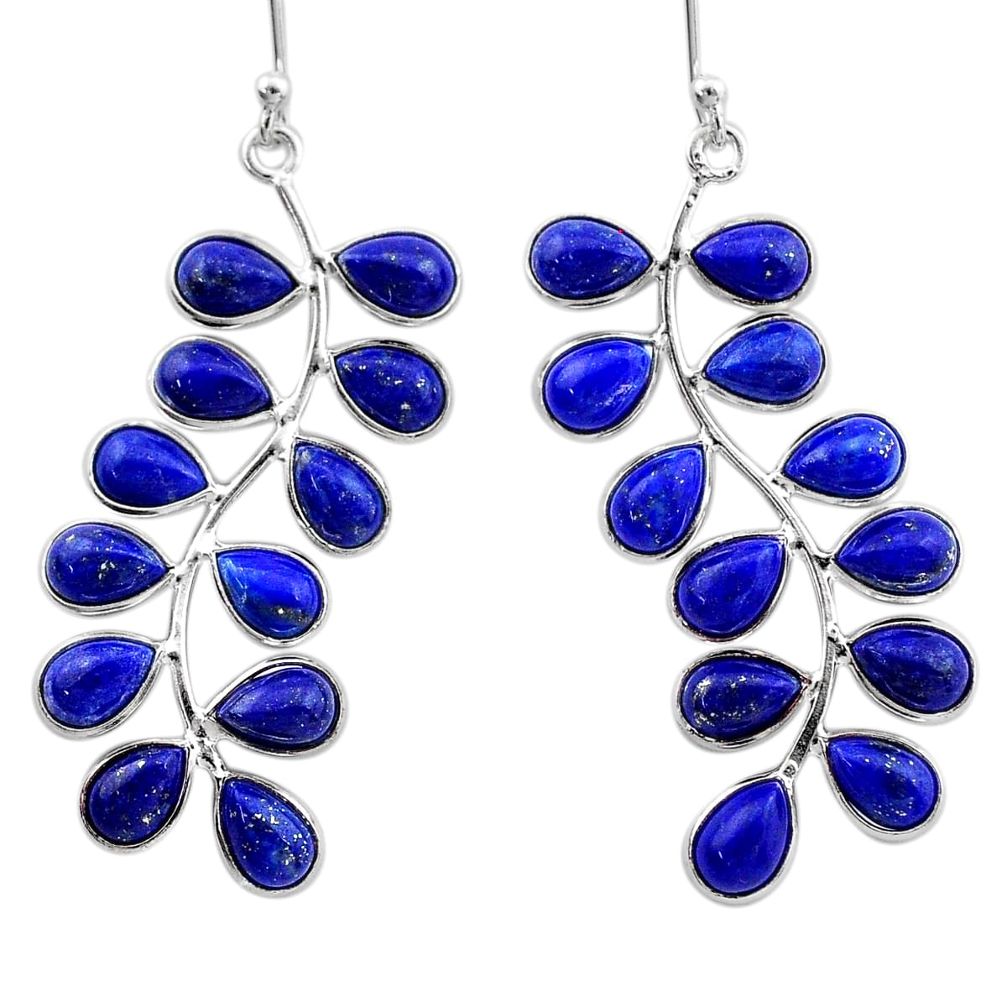 16.99cts natural blue lapis lazuli 925 sterling silver dangle earrings t1775