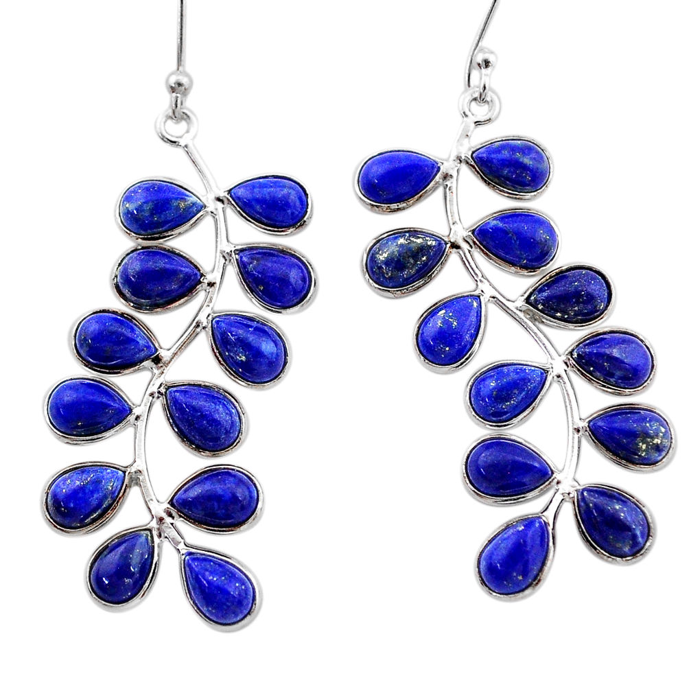 17.08cts natural blue lapis lazuli 925 sterling silver dangle earrings t1778