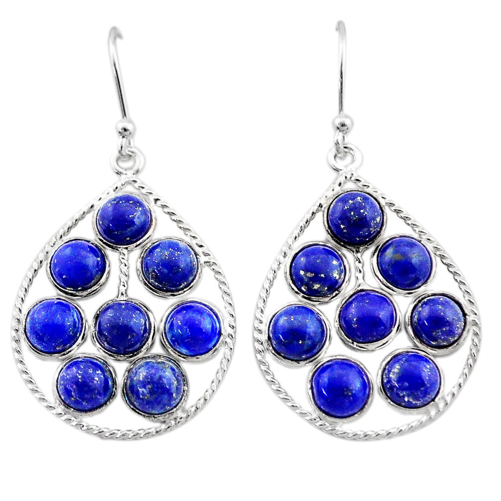 12.58cts natural blue lapis lazuli 925 sterling silver dangle earrings t1806