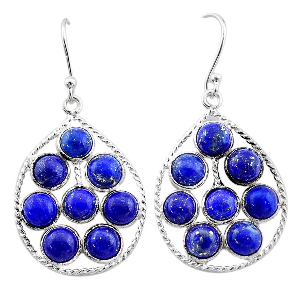 12.58cts natural blue lapis lazuli 925 sterling silver dangle earrings t1807