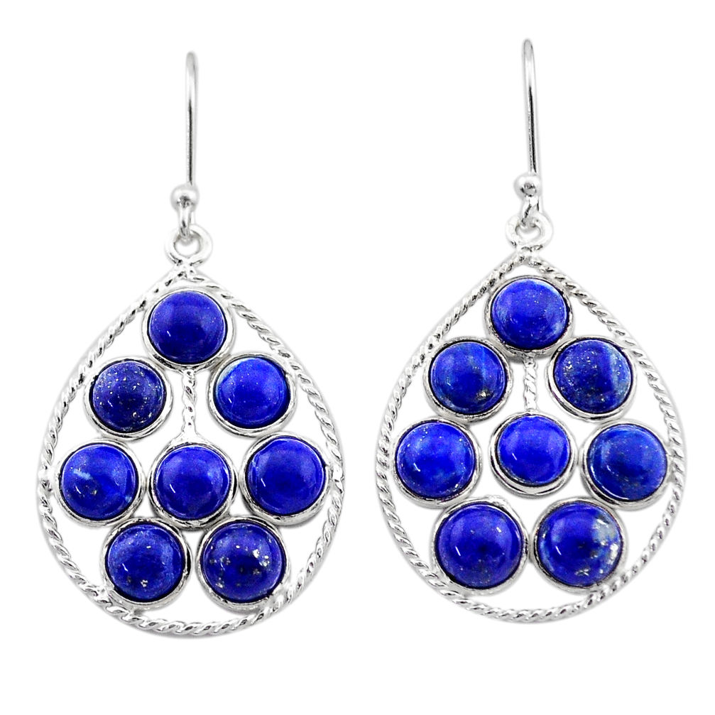 12.58cts natural blue lapis lazuli 925 sterling silver dangle earrings t1810