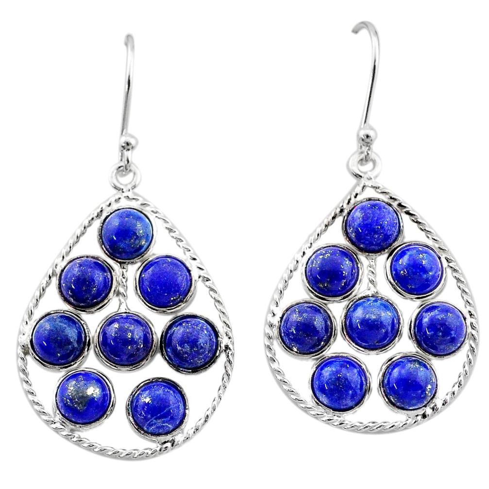 11.47cts natural blue lapis lazuli 925 sterling silver dangle earrings t1812