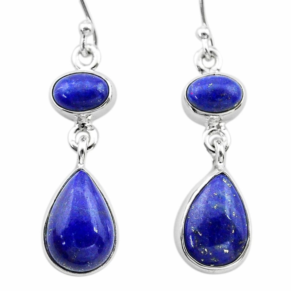 11.15cts natural blue lapis lazuli 925 sterling silver dangle earrings t19592