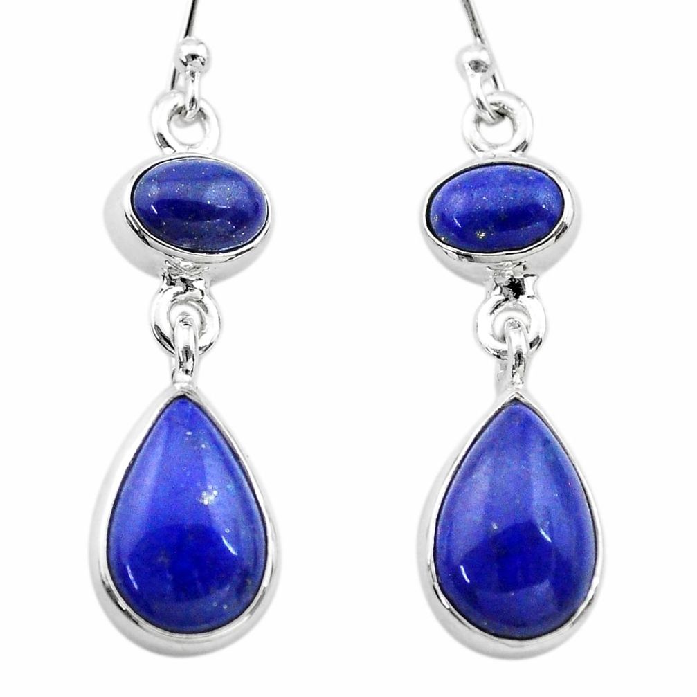 10.84cts natural blue lapis lazuli 925 sterling silver dangle earrings t19594