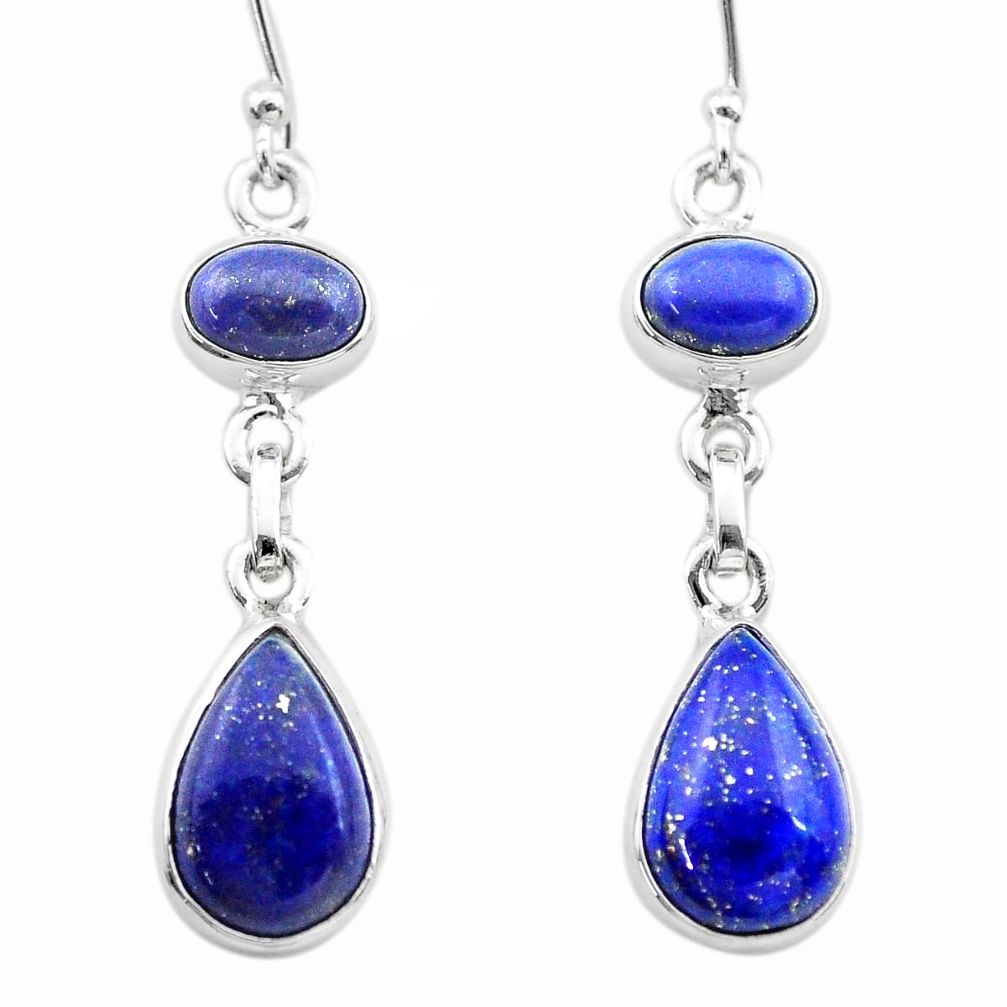 10.84cts natural blue lapis lazuli 925 sterling silver dangle earrings t19596