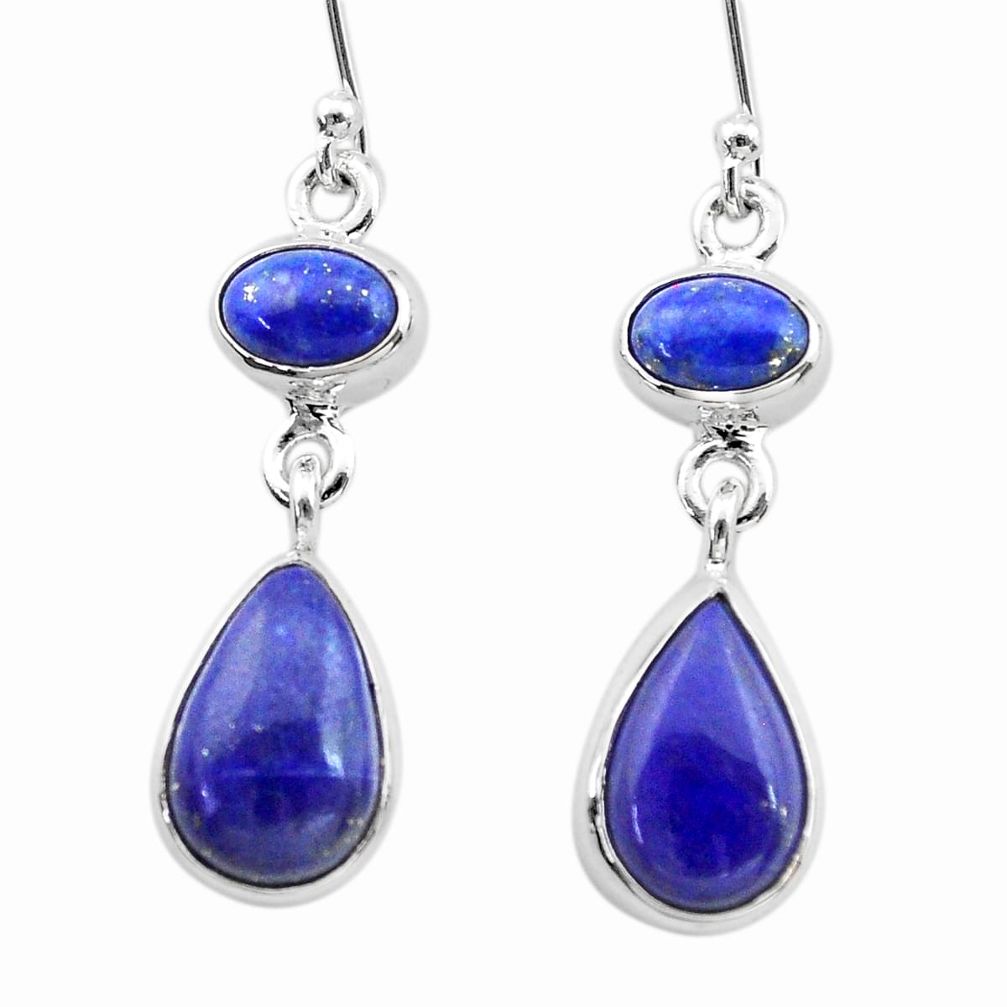 10.43cts natural blue lapis lazuli 925 sterling silver dangle earrings t19598