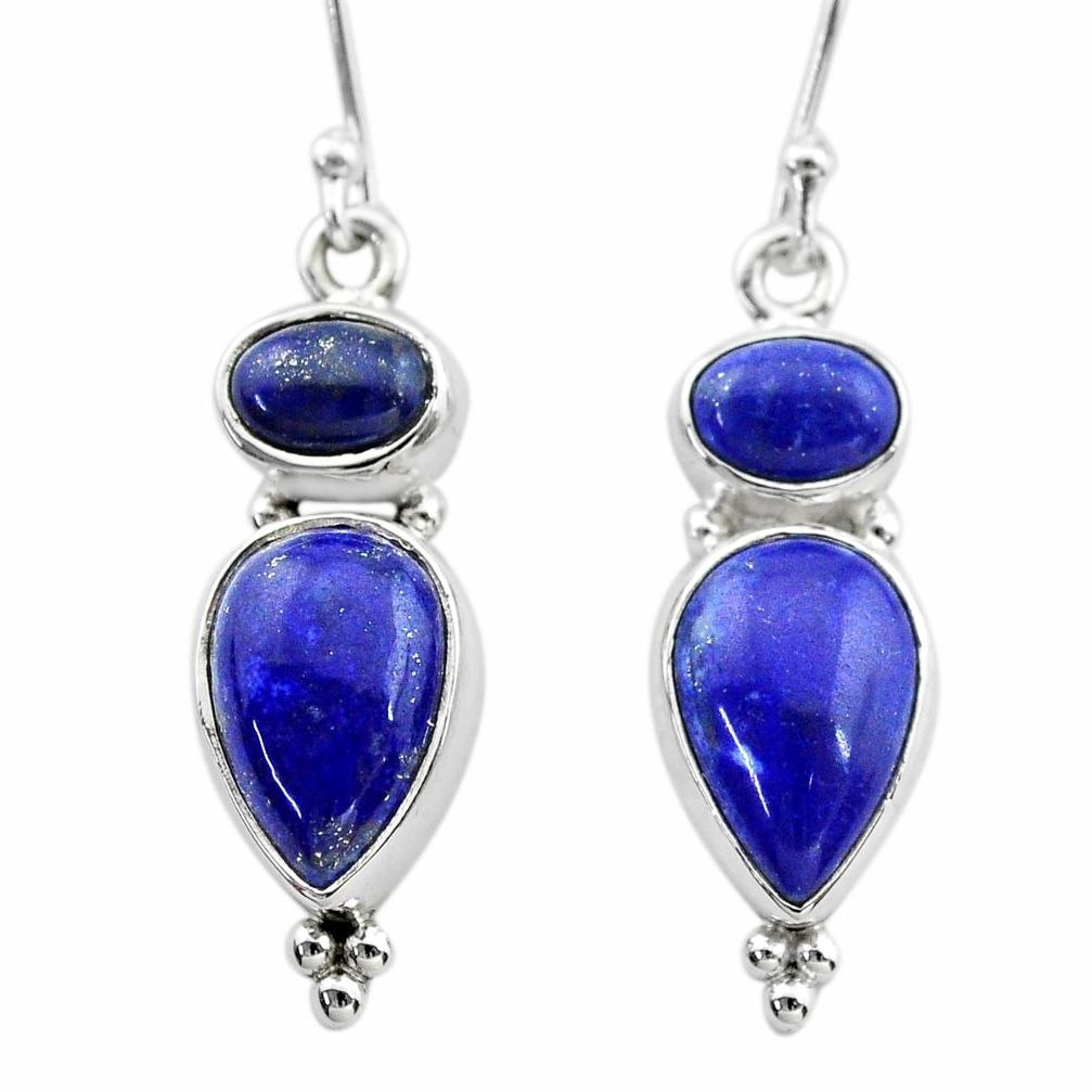 10.43cts natural blue lapis lazuli 925 sterling silver dangle earrings t19742