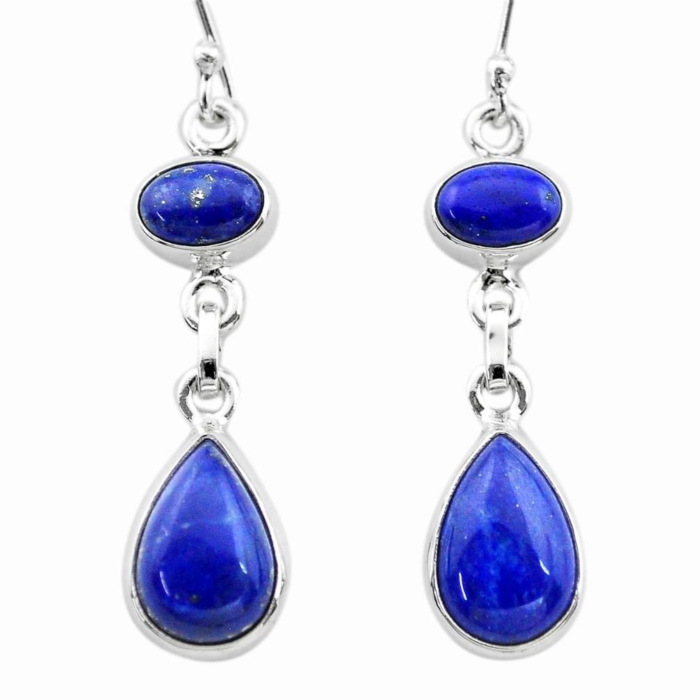 10.70cts natural blue lapis lazuli 925 sterling silver dangle earrings t19746