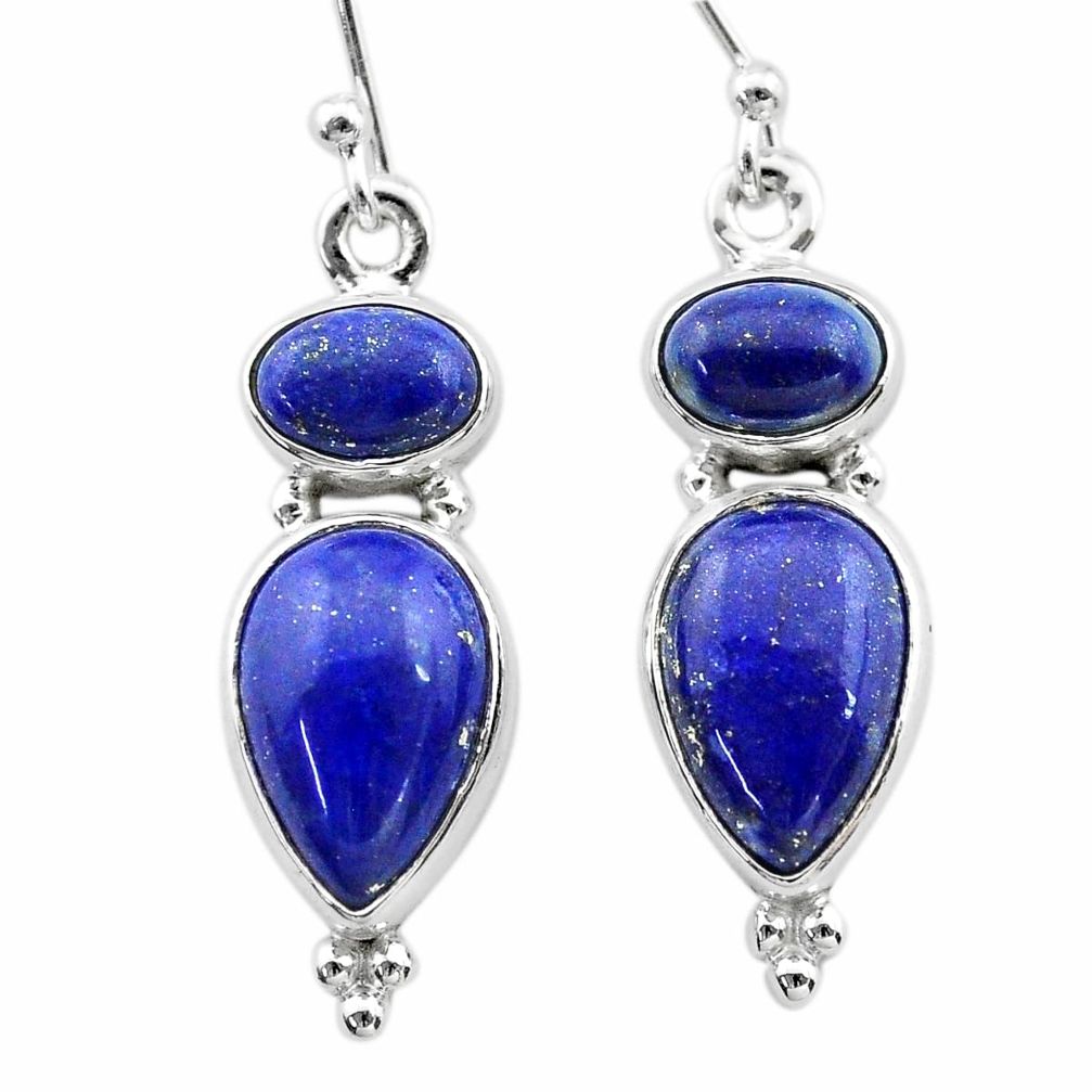 10.37cts natural blue lapis lazuli 925 sterling silver dangle earrings t19751