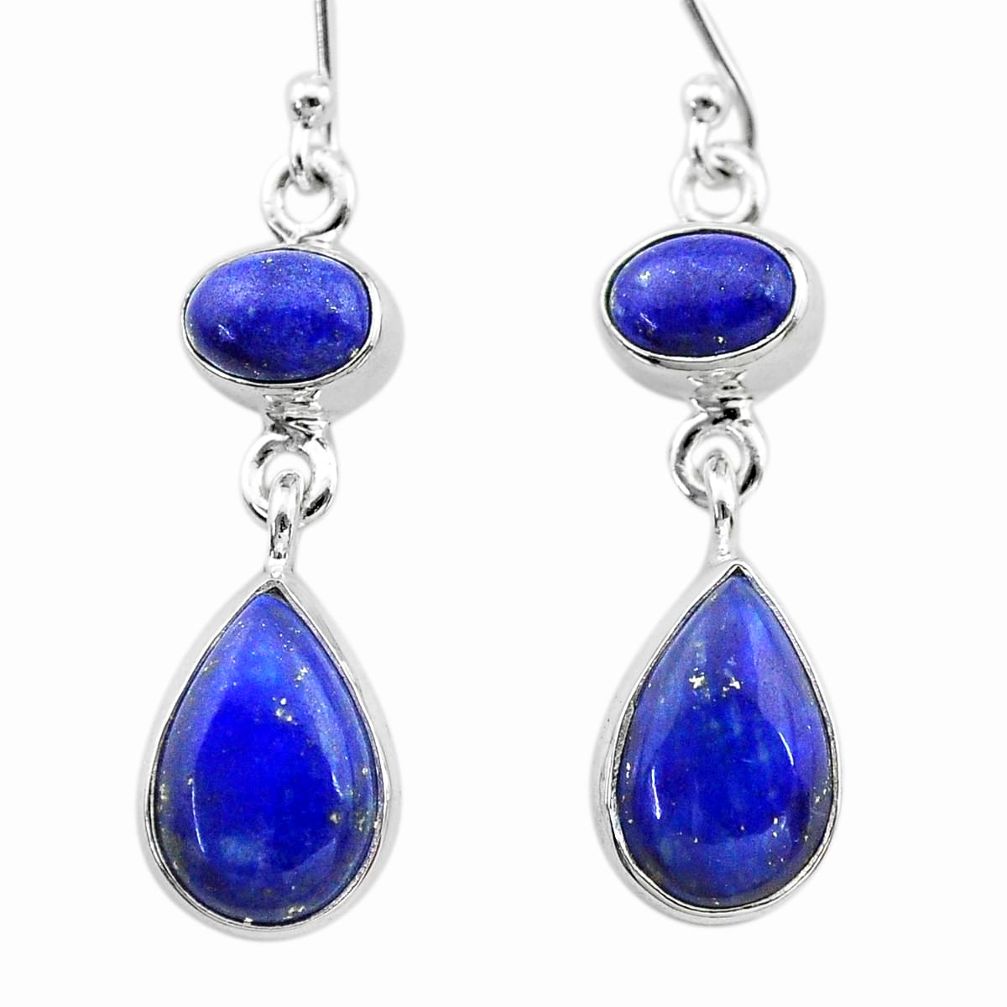 10.93cts natural blue lapis lazuli 925 sterling silver dangle earrings t19758