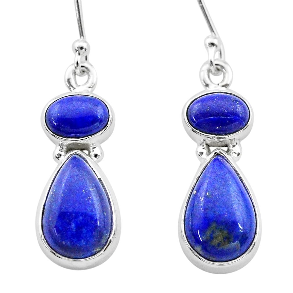 9.78cts natural blue lapis lazuli 925 sterling silver dangle earrings t19803