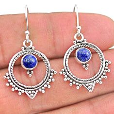 1.75cts natural blue lapis lazuli 925 sterling silver dangle earrings t28188