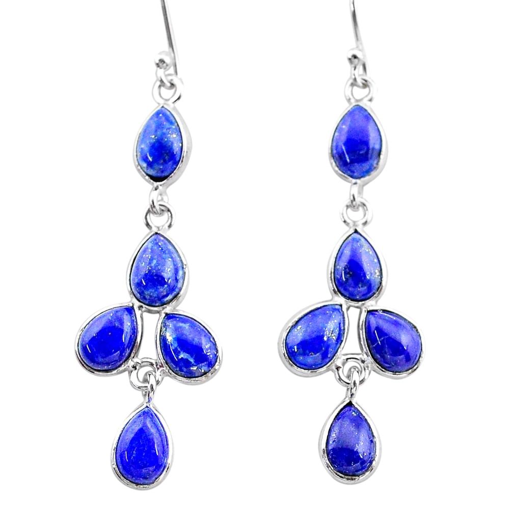 11.15cts natural blue lapis lazuli 925 silver dangle earrings t34025