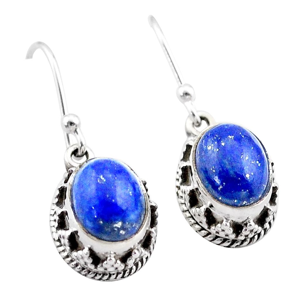 5.23cts natural blue lapis lazuli 925 sterling silver dangle earrings t46884