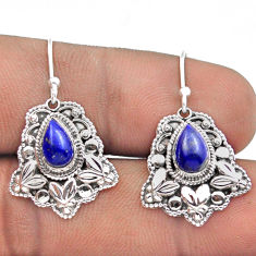 4.28cts natural blue lapis lazuli 925 sterling silver dangle earrings u10352