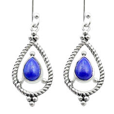 3.37cts natural blue lapis lazuli 925 sterling silver dangle earrings u49242