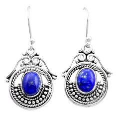 4.36cts natural blue lapis lazuli 925 sterling silver dangle earrings u53333