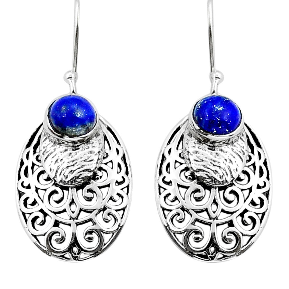 2.26cts natural blue lapis lazuli 925 sterling silver dangle earrings y15436