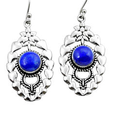 7.23cts natural blue lapis lazuli 925 sterling silver dangle earrings y15481