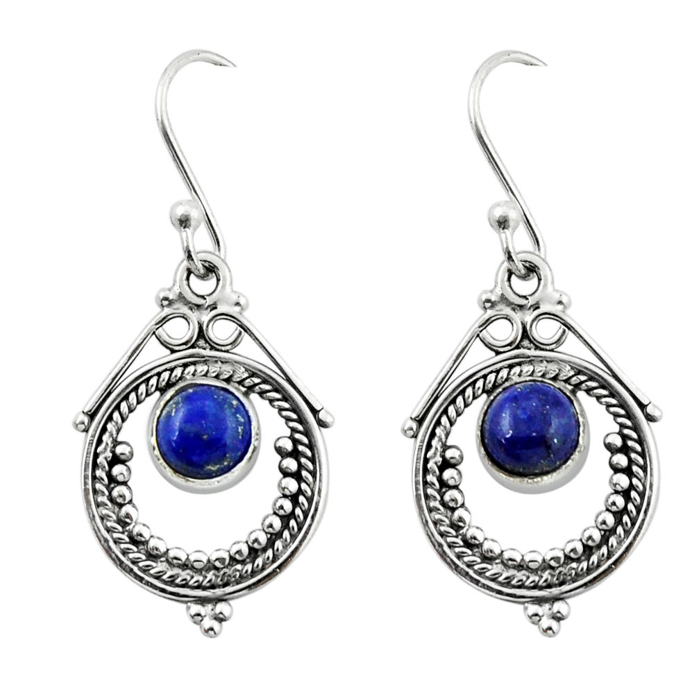 2.21cts natural blue lapis lazuli 925 sterling silver dangle earrings y44495