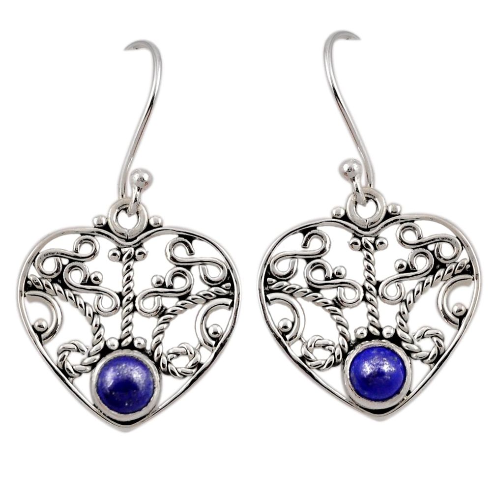 1.27cts natural blue lapis lazuli 925 sterling silver dangle earrings y45462