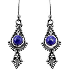 1.68cts natural blue lapis lazuli 925 sterling silver dangle earrings y45479
