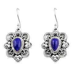 4.19cts natural blue lapis lazuli 925 sterling silver dangle earrings y47288