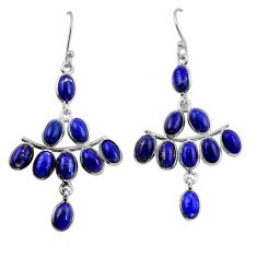 13.13cts natural blue lapis lazuli 925 sterling silver dangle earrings y47302