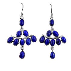 13.64cts natural blue lapis lazuli 925 sterling silver dangle earrings y47304