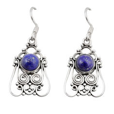 4.29cts natural blue lapis lazuli 925 sterling silver dangle earrings y50956