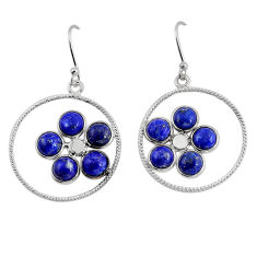 7.77cts natural blue lapis lazuli 925 sterling silver dangle earrings y58800
