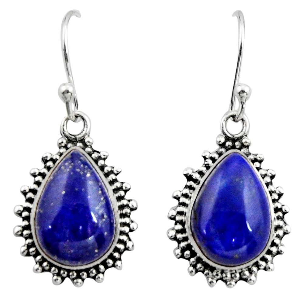 12.07cts natural blue lapis lazuli 925 sterling silver earrings jewelry r26585